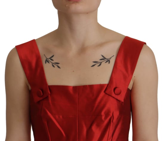 Dolce & Gabbana Rotes A-Linien-Faltenkleid aus Satin-Seide für Damen - Image 4
