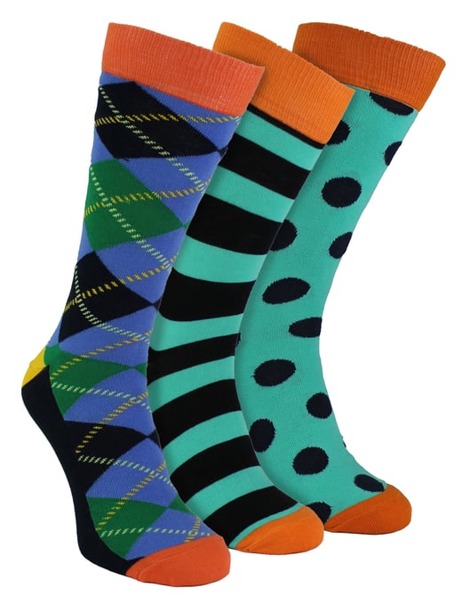 HS von Happy Socks - Herren 3er Pack Spaßige Modische Socken - Argyle (Blau) - Image 1