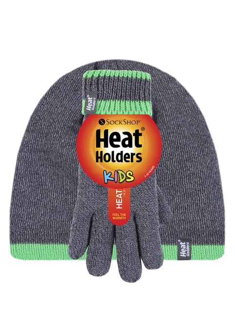 Wärmehalter - Kinder Jungen Winter warmes Fleece gefüttert isoliert stricken umdrehen Manschette gerippte Mütze und Handschuhe Set - CG1P8 - Image 2