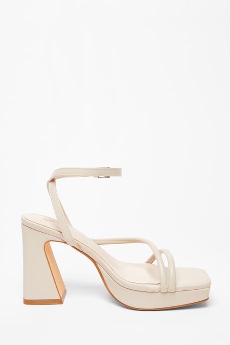 Nude Platform Heeled Sandals