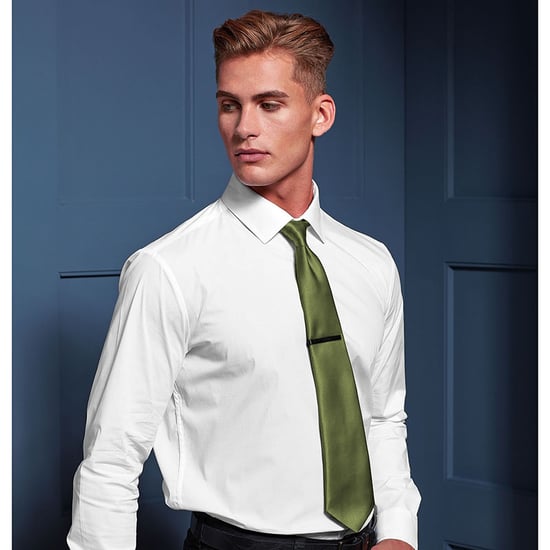Premier Herren-Krawatte aus Satin (schmale Klinge) (Olive) - Image 2