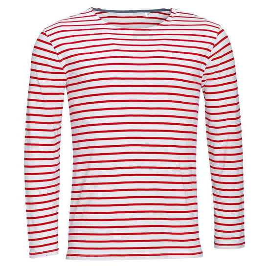 SOLS - "Marine" T-Shirt für Herren Langärmlig (Weiß/Rot) - Image 1