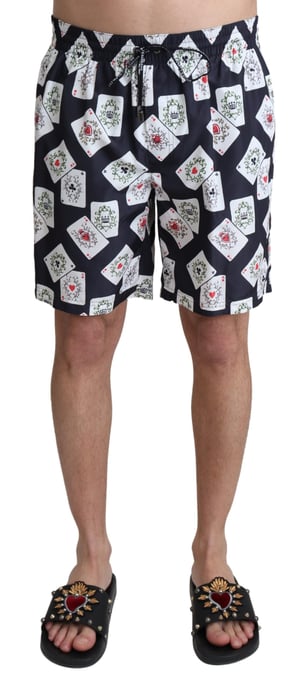 Dolce & Gabbana Short de bain de plage imprimé cartes de crédit noir pour hommes - Image 1