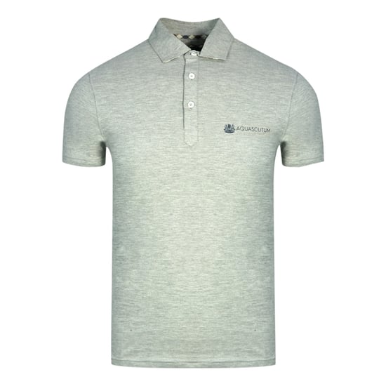 Aquascutum Aldis Crest Block Logo Grey Polo Shirt