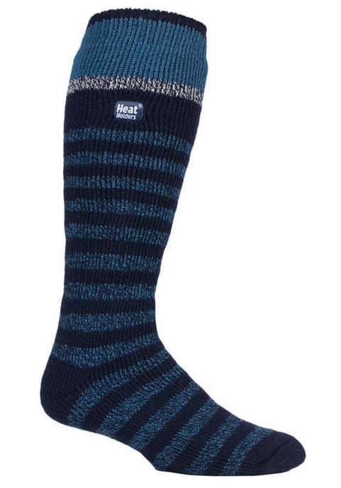Heat Holders - Homme Hautes Chaudes Thermique Ski Chaussettes pour Bottes - Stripe De La Marine - Image 1