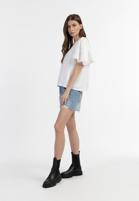 Dreimaster Blusenshirt mit Spitze Damen weiss - Image 2