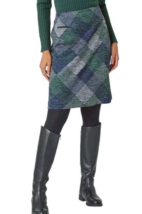 Check Print Pocket Stretch A line Skirt