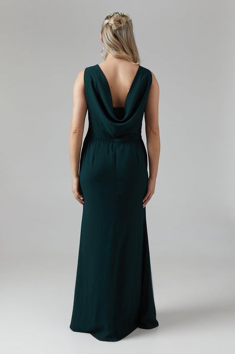 Maternity Cowl Back Fishtail Bridesmaids Maxi Dress - Image 3