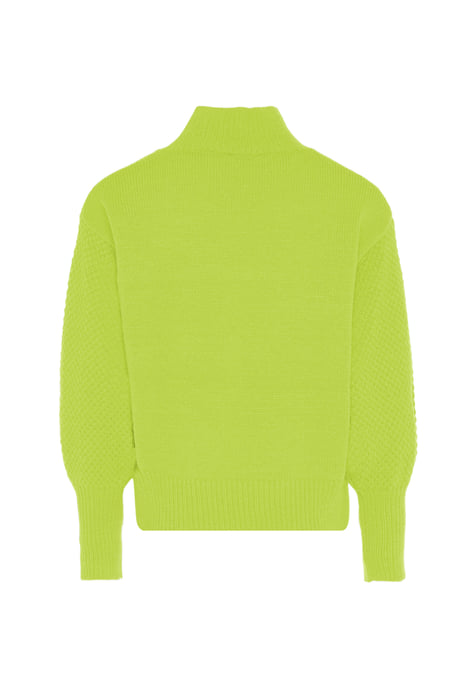 Mymo Pullover mit Blumenstick Damen Limette - Image 2