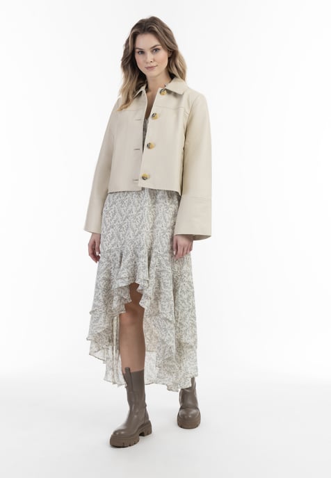 Dreimaster Lederjacke Damen Wollweiß - Image 2