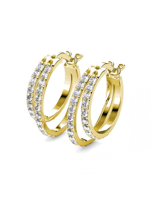Duo-Ring-Ohrringe - Gold und Kristall - Image 4