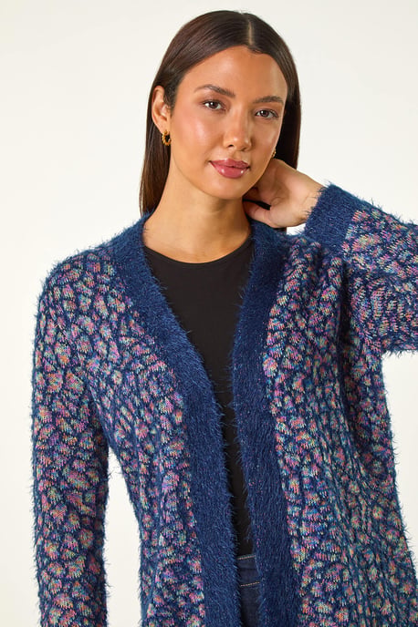 Mosiac Fluffy Trim Cardigan