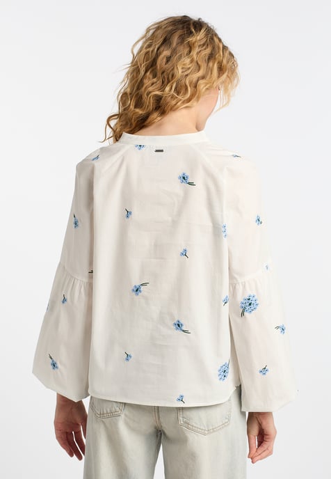 Dreimaster Tunika Damen Wollweiss Blau - Image 4