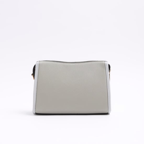 River Island Womens Crossbody Bag Grey Ri Monogram Panel