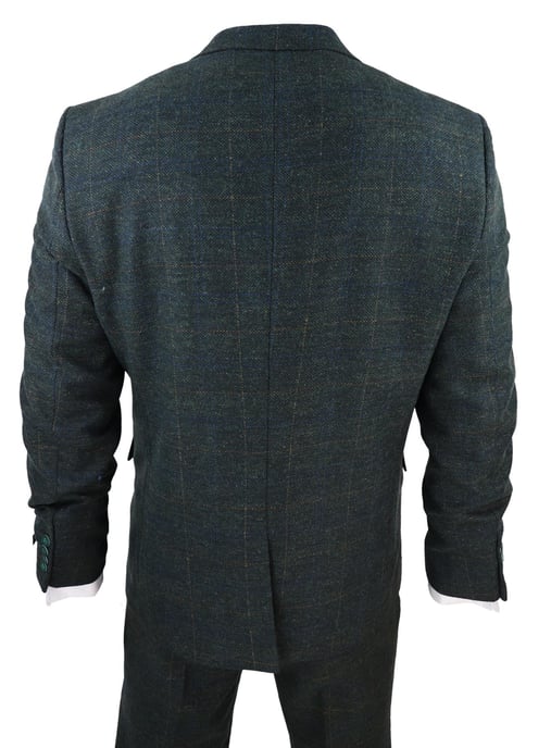 Herren 3-teiliges Wollanzug Olivgrün Tweed Karo Peaky Blinders 1920 Gatsby Formal - Image 6