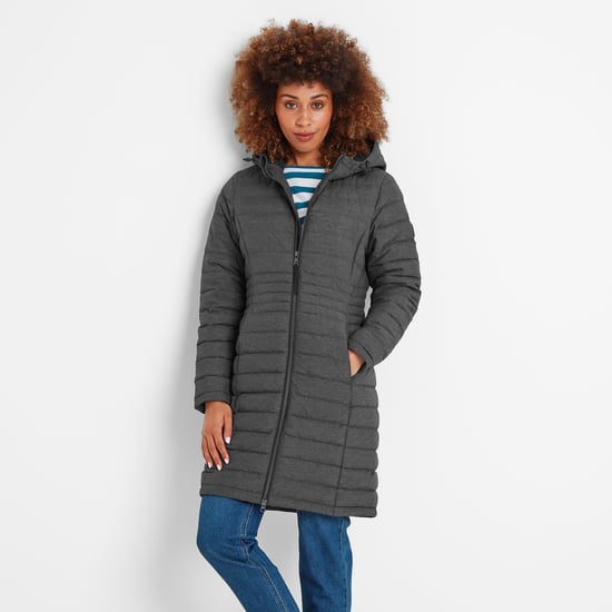 Nanton Womens Long Down Jacket Dark Grey Marl