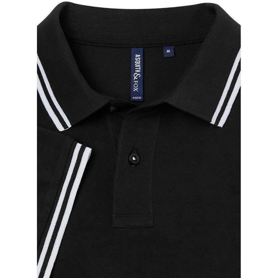 Asquith & Fox Herren Classic Fit Tipped Polo Shirt (Schwarz/Weiß) - Image 2
