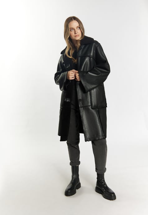 Dreimaster Mantel aus Lammnappa Damen schwarz - Image 2