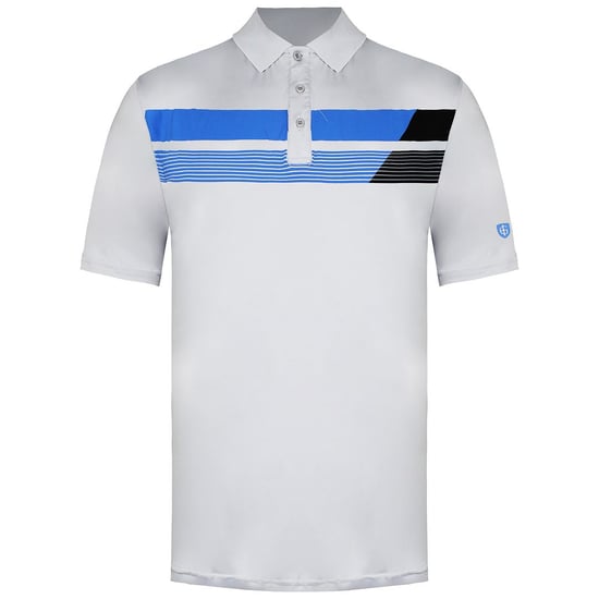 Island Green Herren-Golfpoloshirt mit asymmetrischem Print, Grau meliert - Image 1