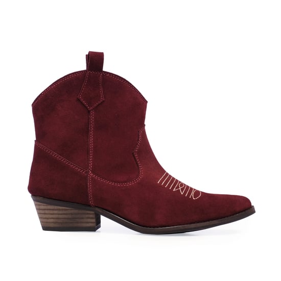 Eva Lopez Ankle Leather Boots Cowboy Women Bordeaux