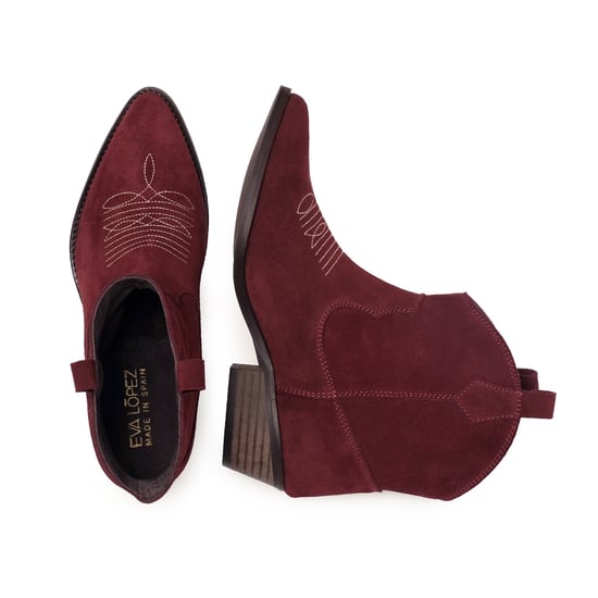 Eva Lopez Ankle Leather Boots Cowboy Women Bordeaux