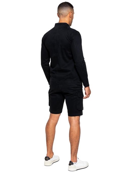 Enzo | Herren Cargo-Trainingsanzug mit Shorts Set - Schwarz - Image 3