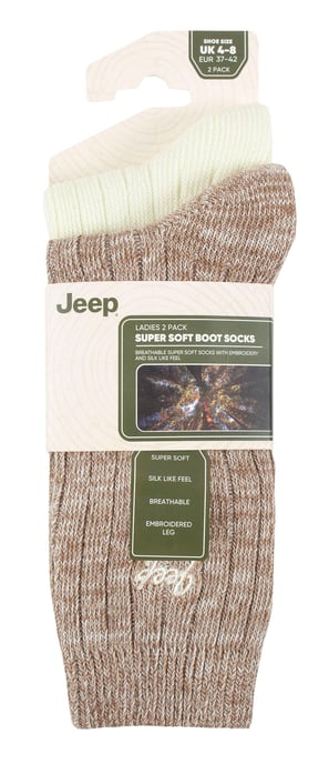 Womens Walking Boot Socken | Jeep | 2 Pack High Performance Polyester Running Socken - Taupe / Creme - Image 2