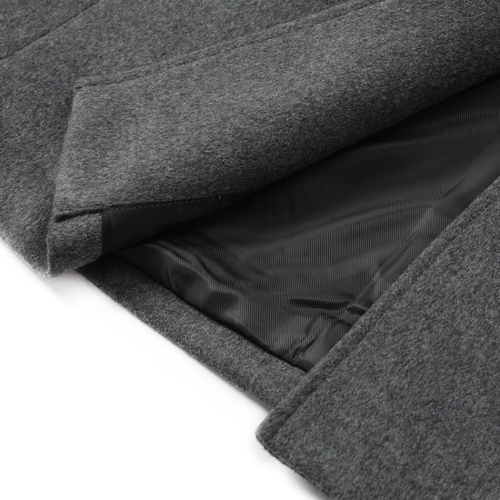 Herren Winter Wollmantel Knielang Slim Fit Umlegekragen Business M?ntel Grau - Image 6