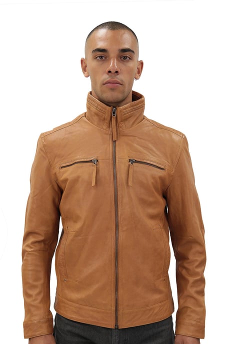 Mens Classic Leather Biker Jacket-Caracas