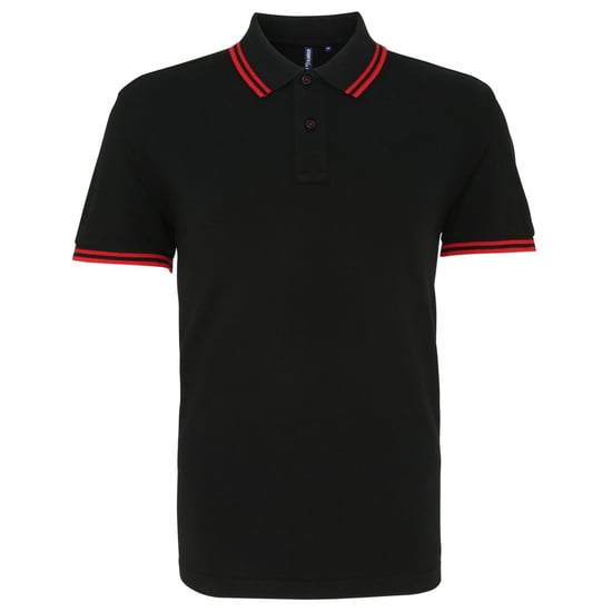 Asquith & Fox Herren Classic Fit Tipped Polo Shirt (Schwarz/Rot) - Image 1