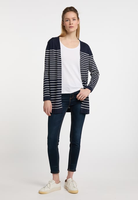 Dreimaster Cardigan Damen Marine Wollweiss - Image 4
