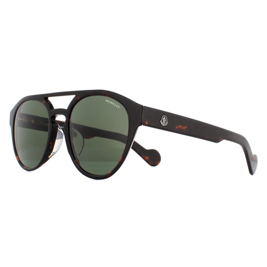 Moncler Round Unisex Dark Havana Green Sunglasses