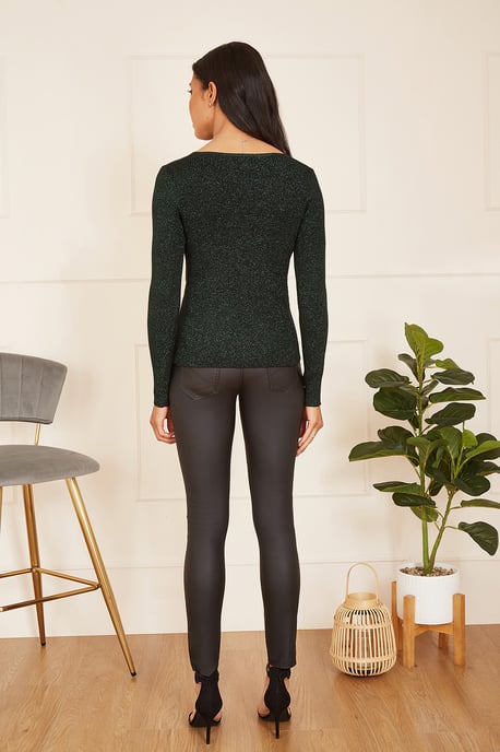 Green Lurex Sparkle Button Cardigan