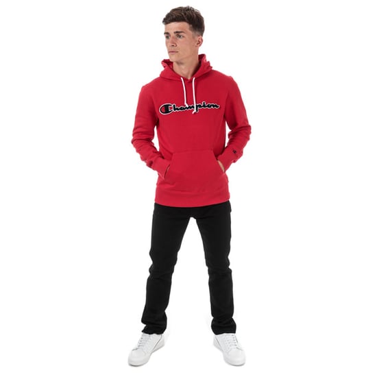 Men's Champion Large Logo Hoody in Red