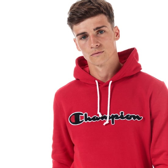 Men's Champion Large Logo Hoody in Red