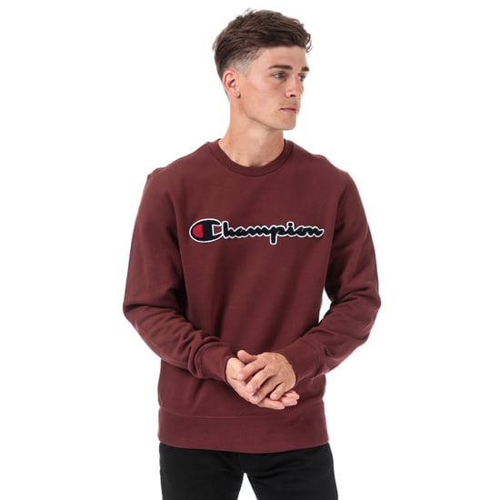 Men's Champion Large Logo Sweatshirt in Burgundy