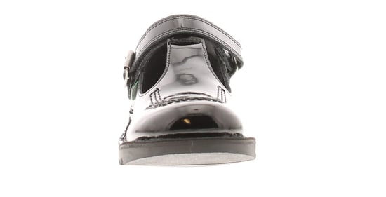 Kickers Girls School Shoes Kick T Bar Leather Hook and loop black
