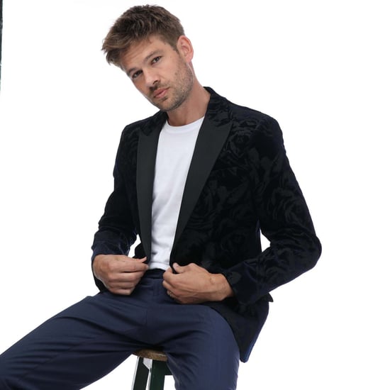 Men's Ted Baker Bathj Velvet Jacquard Rose Blazer in Black