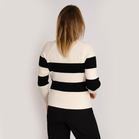 Diamond Detail Striped Crew Neck Jumper