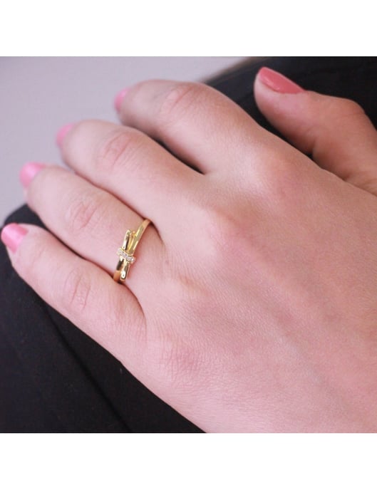 Leuchtender Schleifenring - Gold und Kristall - Image 2