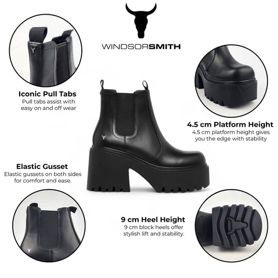 Windsor Smith Schwarze Leder Plateau Chelsea Boots - Tricky - Image 2