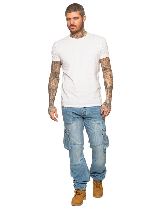 Enzo | Herren Combat Denim Jeans - Hellblau - Image 5