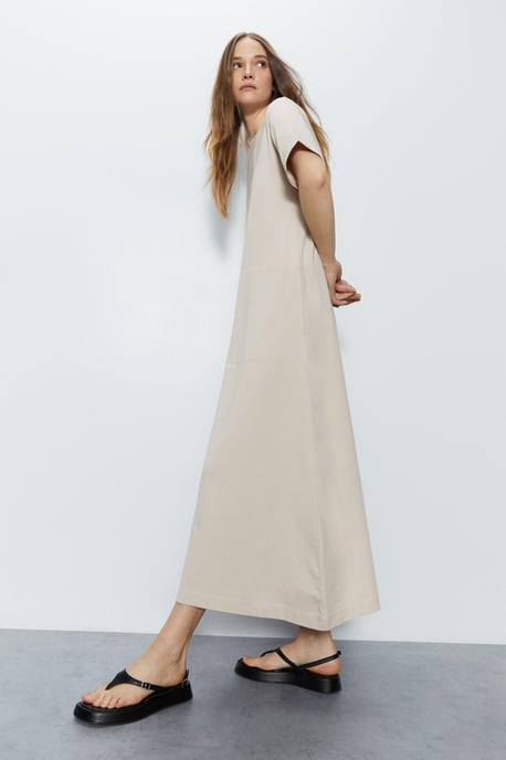 Clean Cotton Trapeze Midi Dress