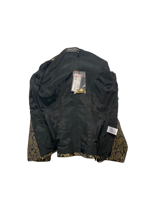 Balmain Metallic Brokatblazer in Gold-Acetat - Image 6