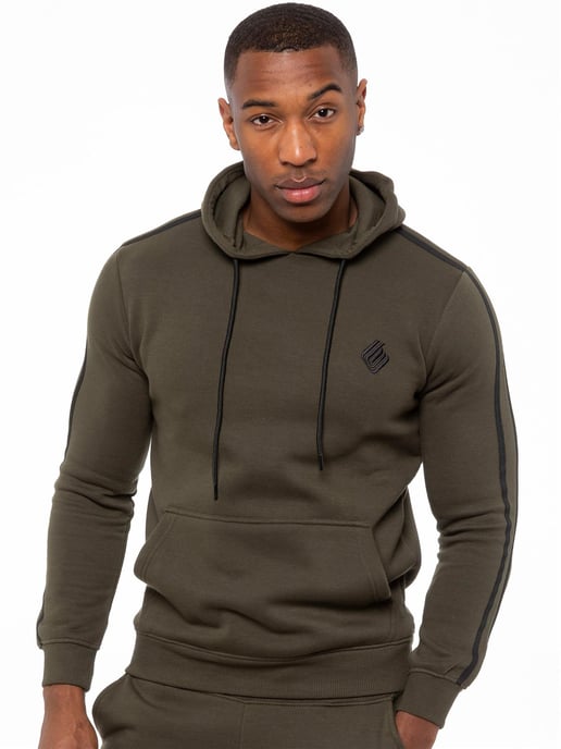 Enzo | Herren Pullover Tape Hoodie Trainingsanzug Set - Khaki - Image 3