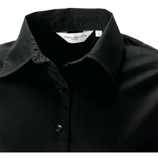 Russell Collection Easy Care Oxford Bluse, Langarm (Schwarz) - Image 3