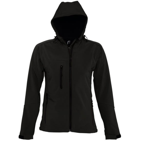 SOLS Womens/Ladies Replay Hooded Soft Shell Jacket (atmungsaktiv, winddicht und wasserabweisend) (Schwarz) - Image 1