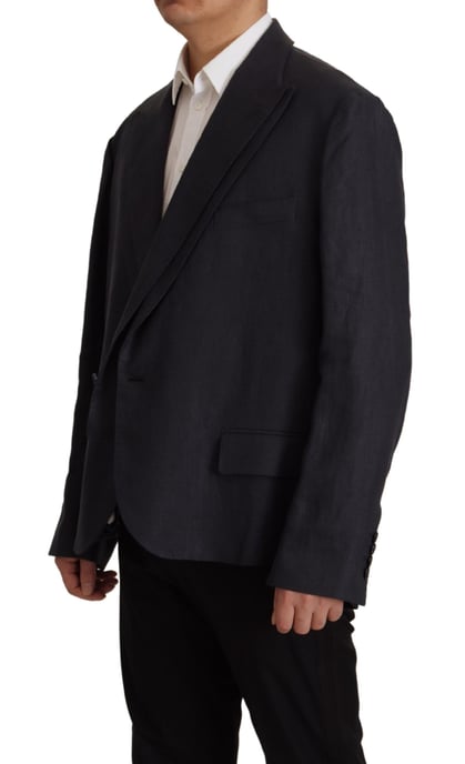 Dolce & Gabbana Blaues Leinen Formal Herren Blazer Herren Jacke - Image 4