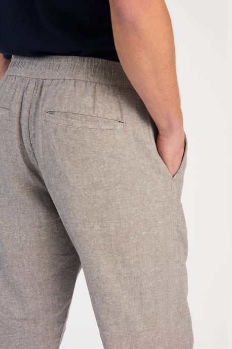 Grey Linen Blend Classic Fit Trousers