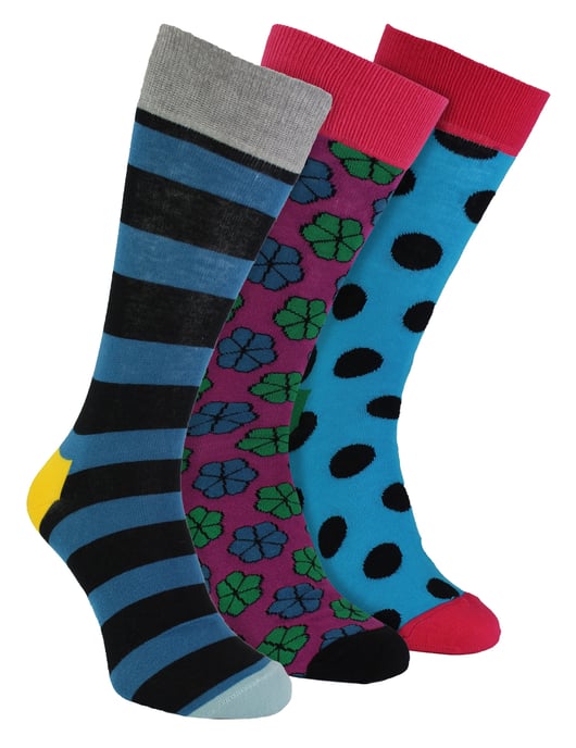 HS by Happy Socks - Herren 3er-Pack bunte Streifen-Kleider-Socken - breite Streifen - Image 1